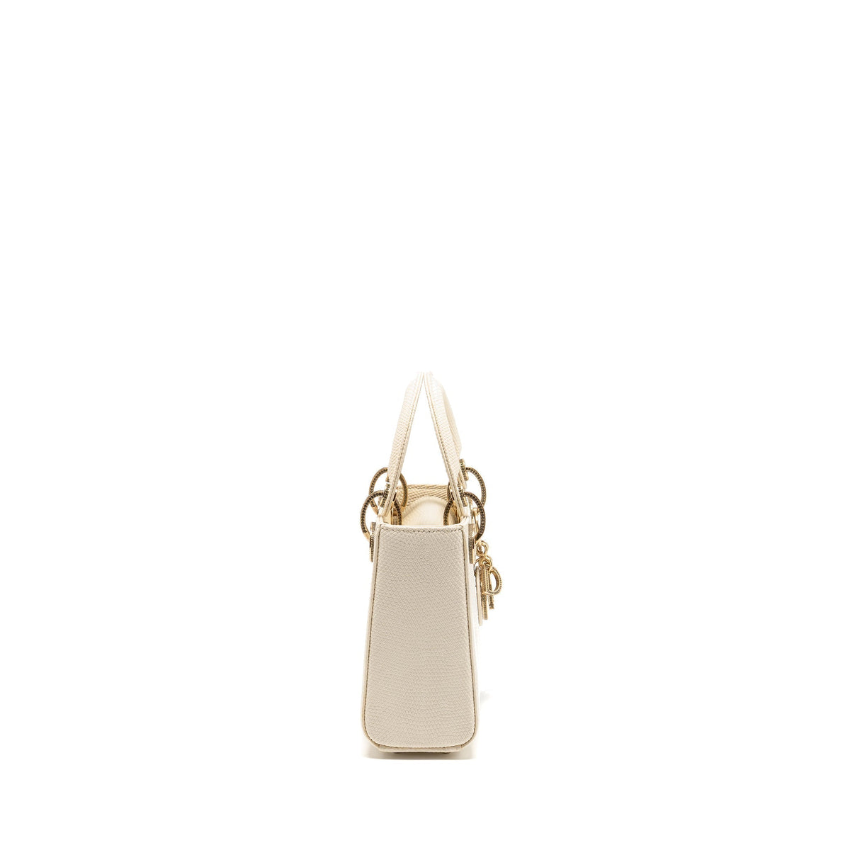 DIOR MINI LADY DIOR LIZARD WITH CRYSTAL WHITE LGHW