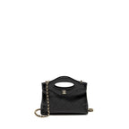 CHANEL 24C MINI 31 CLUTCH WITH CHAIN SHINY CALFSKIN BLACK LGHW (MICROCHIP)
