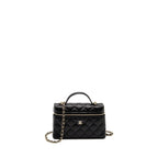 CHANEL 25P CC TOP HANDLE VANITY BAG CAVIAR BLACK LGHW(MICROCHIP)