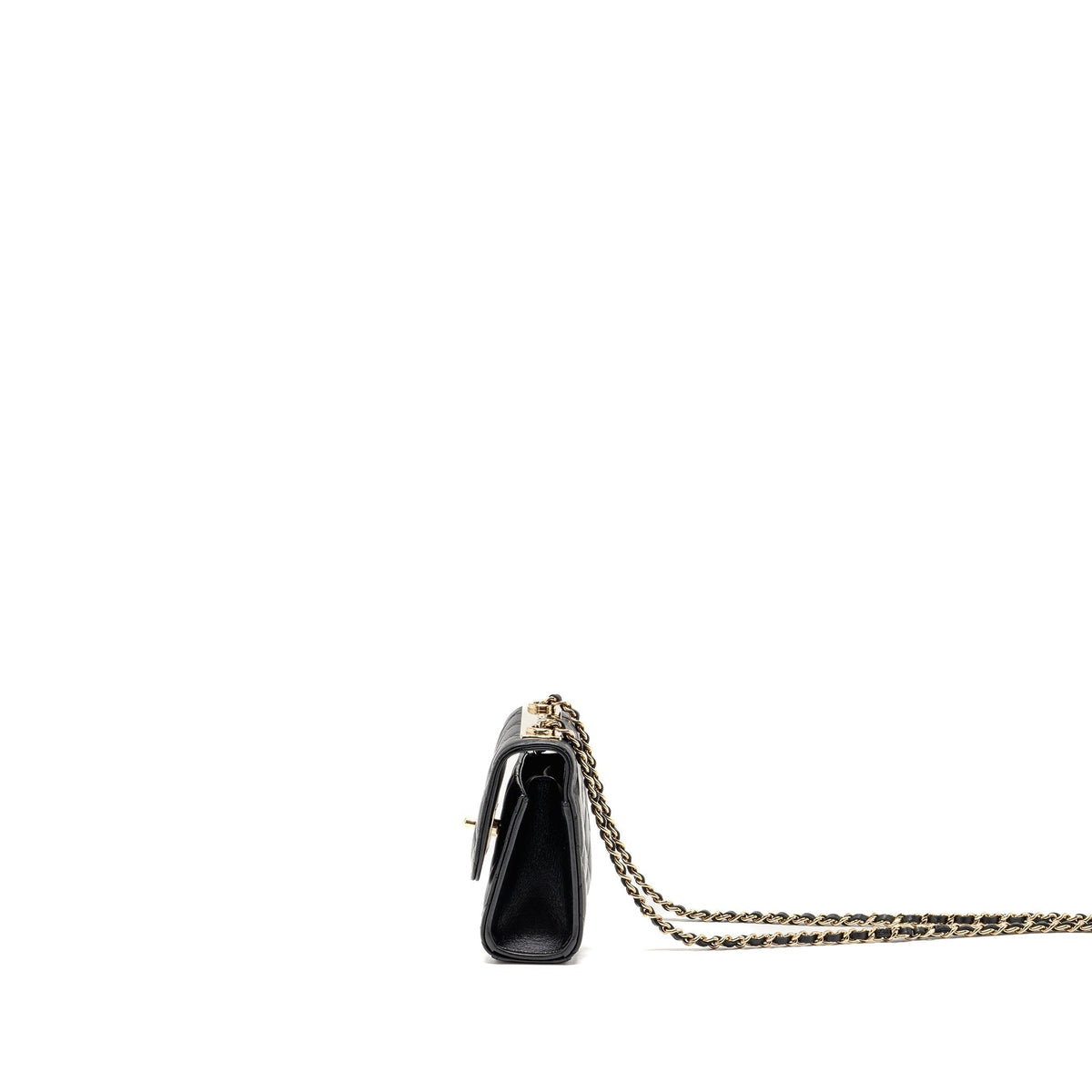 CHANEL MINI TRENDY CC CLUTCH WITH CHAIN LAMBSKIN BLACK LGHW
