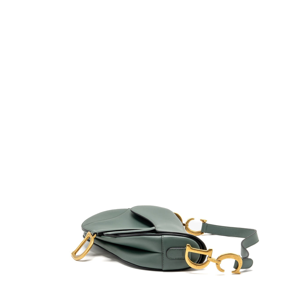 DIOR MEDIUM SADDLE BAG CALFSKIN DARK GREEN GHW