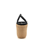 Prada Wicker Shopping Bag Canvas/Woven Tan/Black GHW