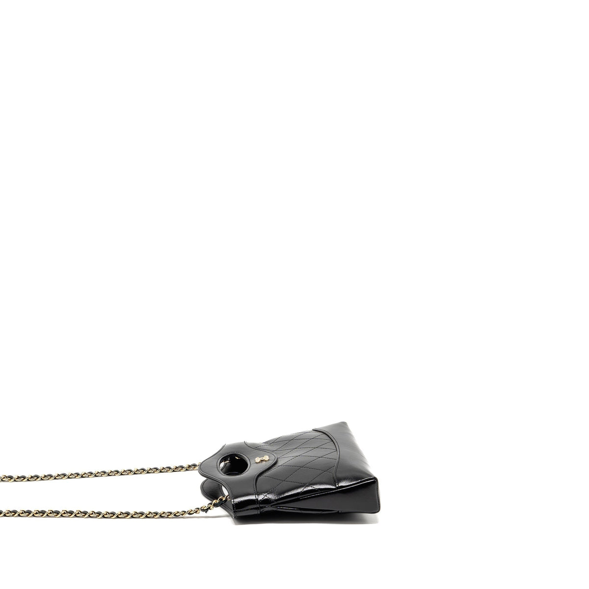 CHANEL 24C MINI 31 CLUTCH WITH CHAIN SHINY CALFSKIN BLACK LGHW (MICROCHIP)