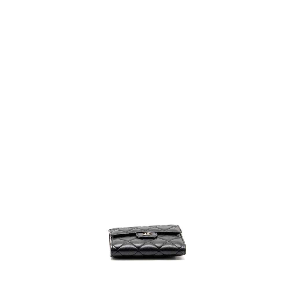 CHANEL SMALL CLASSIC FLAP WALLET LAMBSKIN BLACK SHW