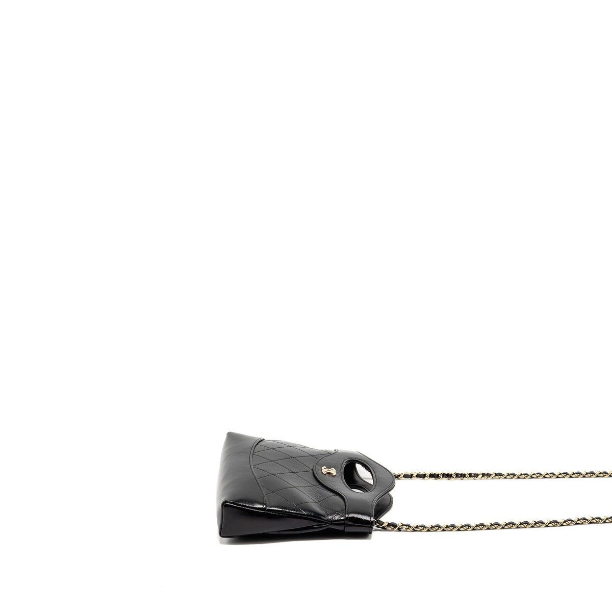 CHANEL 24C MINI 31 CLUTCH WITH CHAIN SHINY CALFSKIN BLACK LGHW (MICROCHIP)