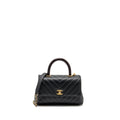 CHANEL SMALL COCO HANDLE WITH LIZARD EMBOSSED HANDLE CHEVRON CAVIAR BLACK GHW