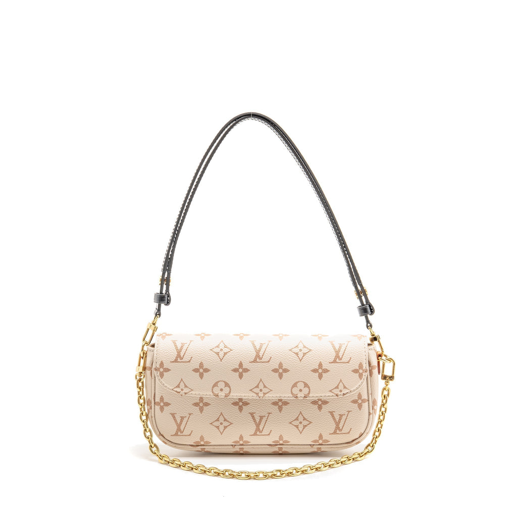 LOUIS VUITTON IVY WALLET ON CHAIN MONOGRAM DUNE CANVAS BEIGE/CREAM GHW