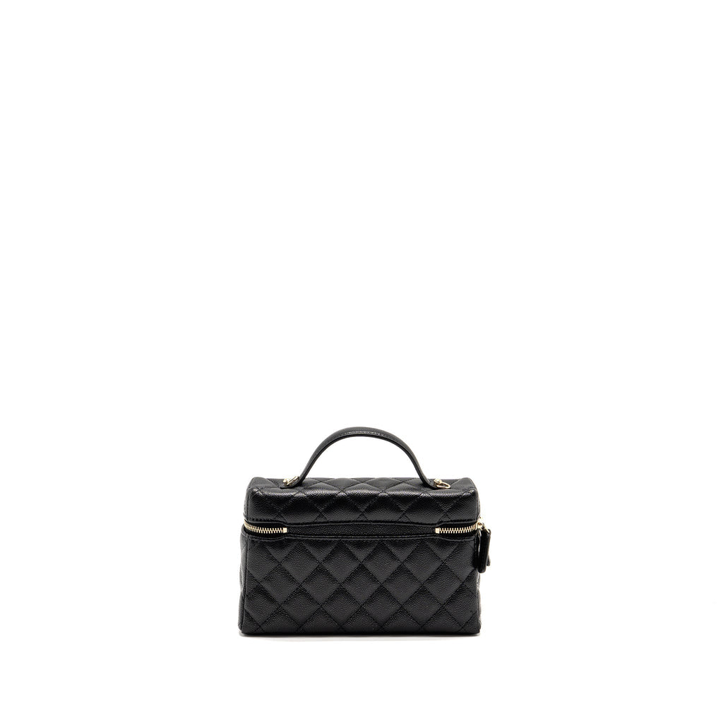 CHANEL 25P CC TOP HANDLE VANITY BAG CAVIAR BLACK LGHW(MICROCHIP)