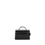 CHANEL 25P CC TOP HANDLE VANITY BAG CAVIAR BLACK LGHW(MICROCHIP)