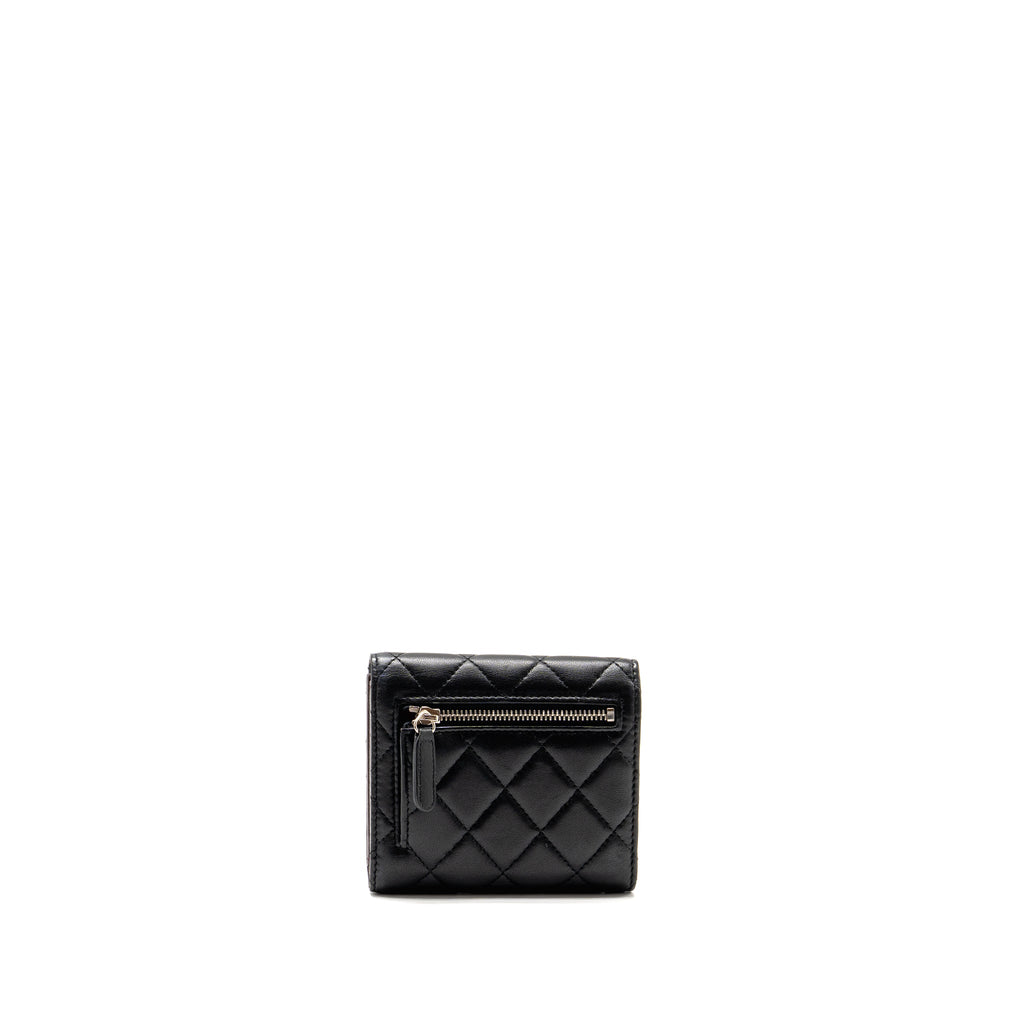 CHANEL SMALL CLASSIC FLAP WALLET LAMBSKIN BLACK SHW