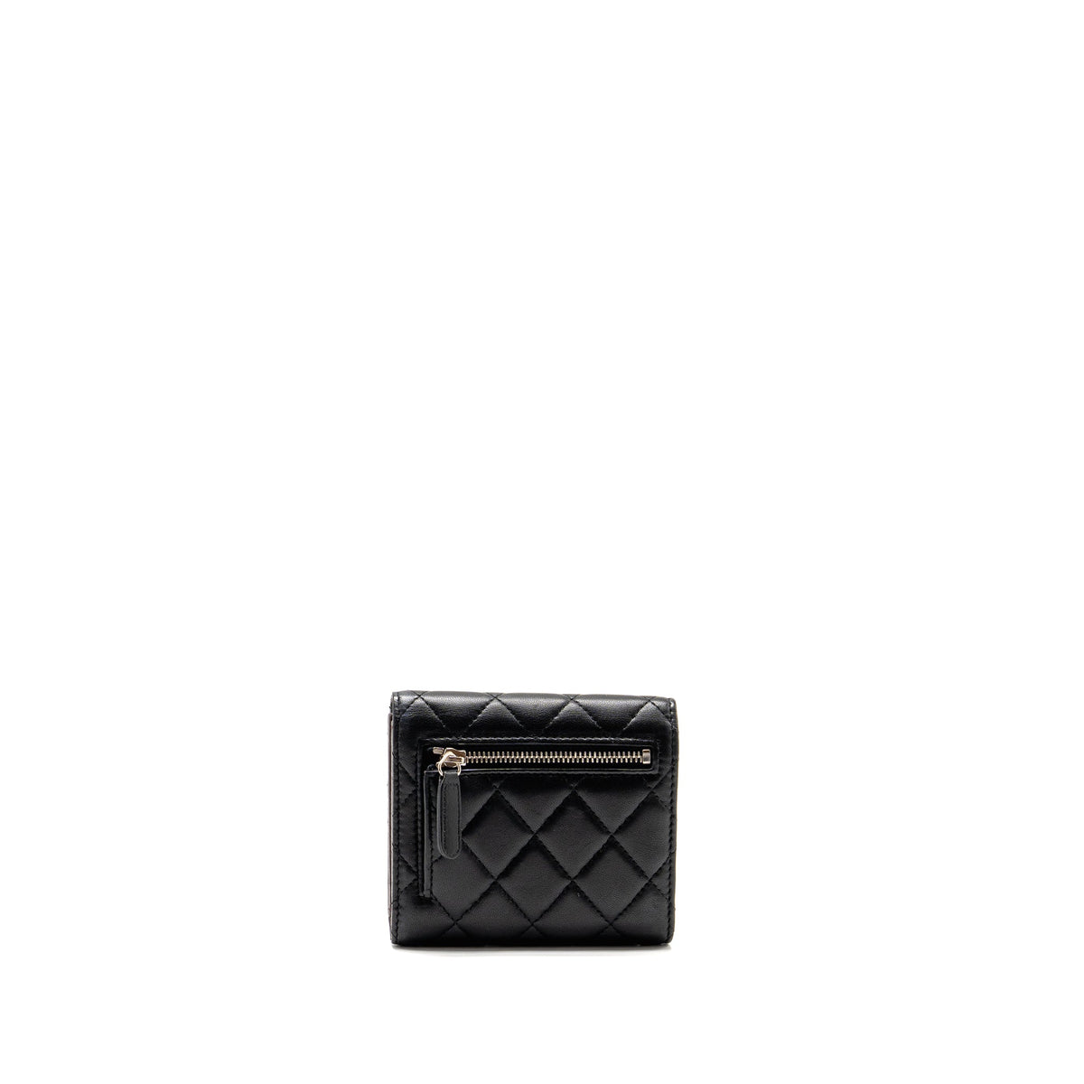 CHANEL SMALL CLASSIC FLAP WALLET LAMBSKIN BLACK SHW