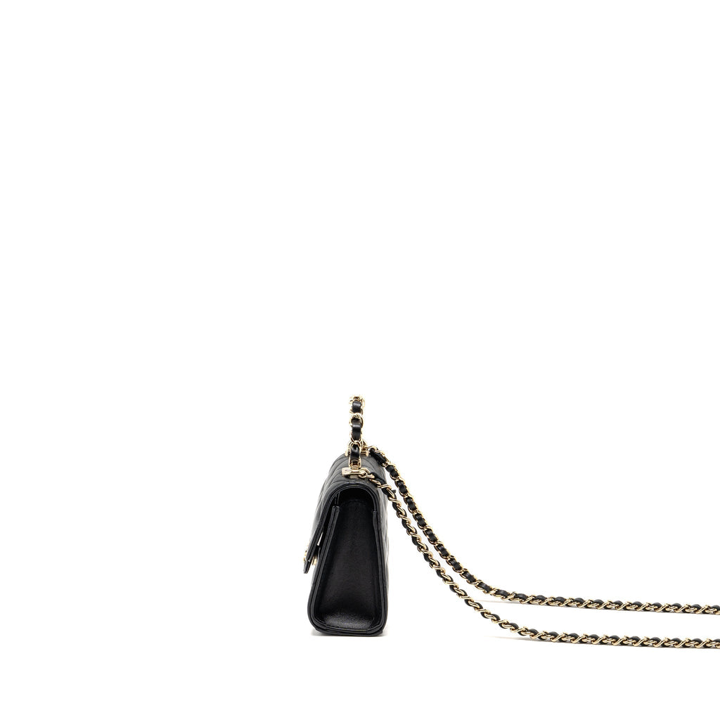 CHANEL DETAILED TOP HANDLE MINI CLUTCH WITH CHAIN LAMBSKIN BLACK LGHW (MICROCHIP)