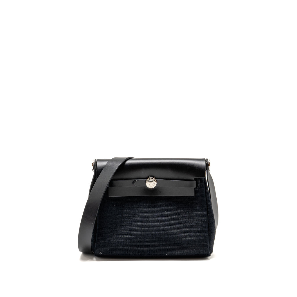 HERMES HERBAG MINI CANVAS/HUNTER LEATHER BLACK SHW