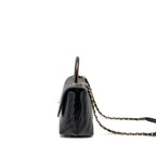 CHANEL MEDIUM CHEVRON COCO HANDLE CAVIAR BLACK / BURGUNDY HANDLE LGHW