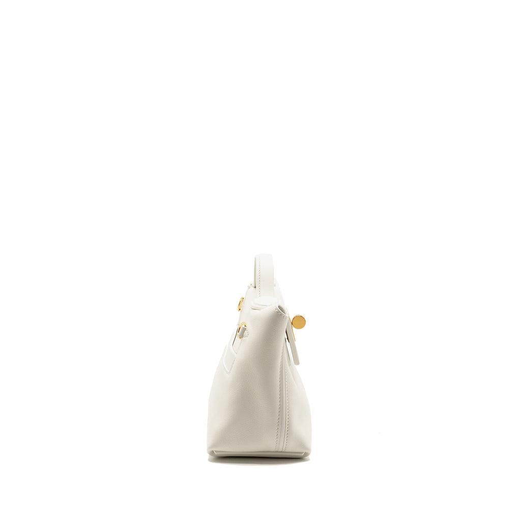 Hermes Mini 24/24 2424-21 Bag Evercolor/Swift Blanc GHW