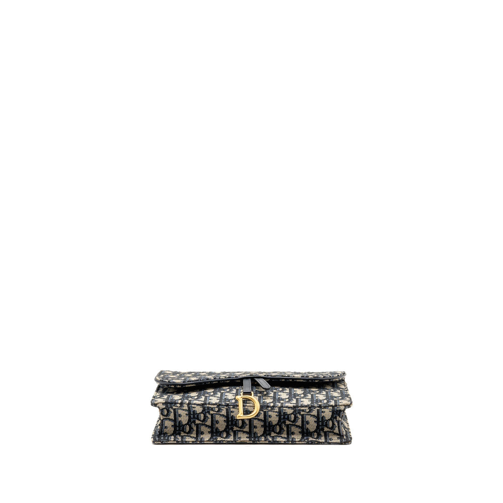 DIOR SADDLE POUCH DIOR OBLIQUE CANVAS BLUE GHW