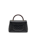 CHANEL MEDIUM CHEVRON COCO HANDLE CAVIAR BLACK / BURGUNDY HANDLE LGHW