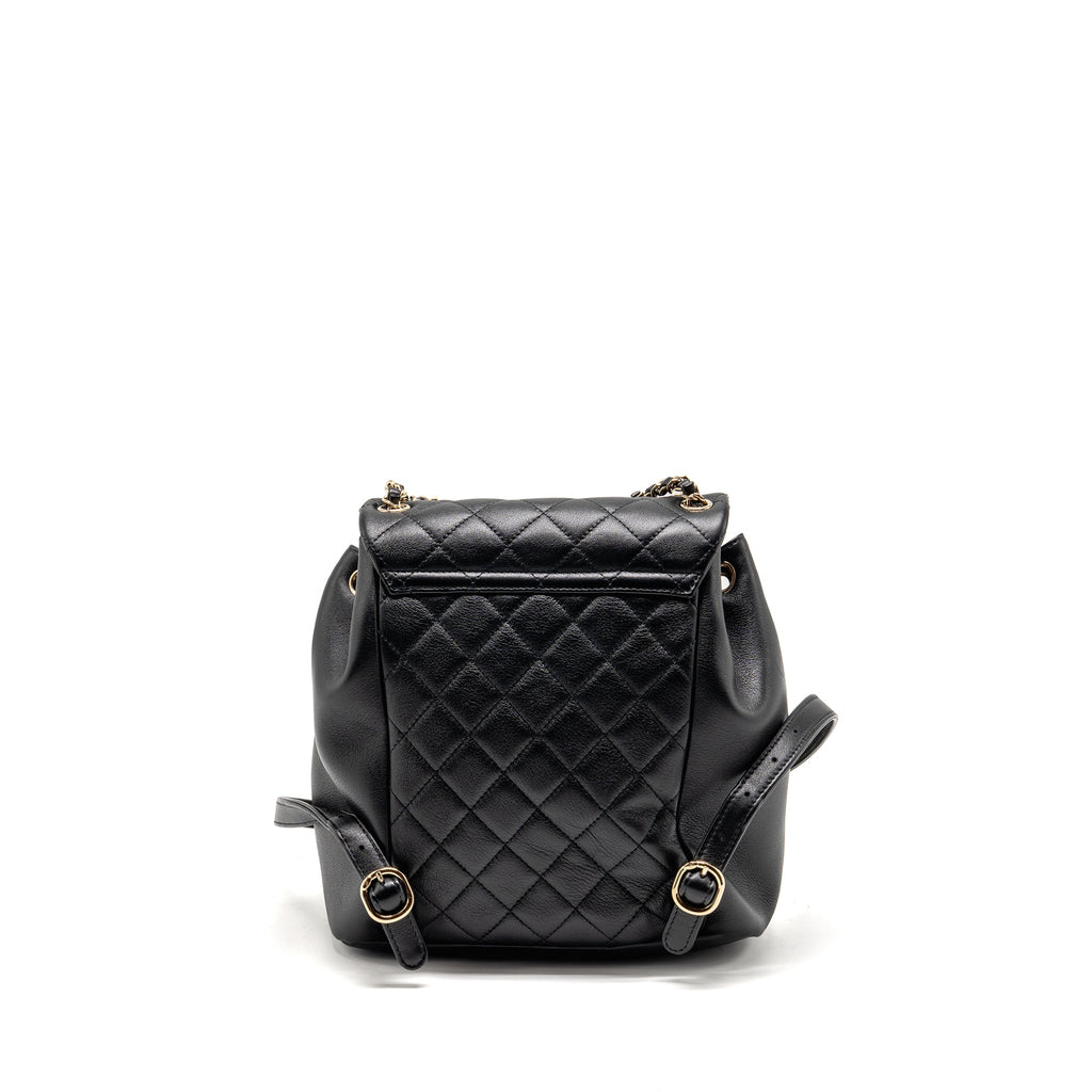 CHANEL LARGE DUMA BACKPACK CALFSKIN BLACK LGHW (MICROCHIP)