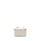 CHANEL LONG VANITY WITH CHAIN CAVIAR WHITE LGHW (MICROCHIP)