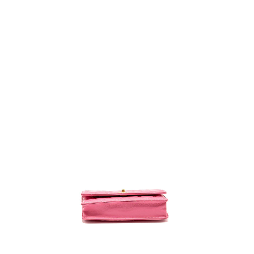 CHANEL PEARL CRUSH WALLET ON CHAIN LAMBSKIN PINK GHW