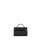 CHANEL 25P CC TOP HANDLE VANITY WITH CHAIN CAVIAR BLACK LGHW (MICROCHIP)
