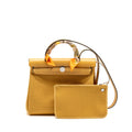 Hermes Herbag 31 Zip Bag CANVAS/HUNTER LEATHER Paille SHW