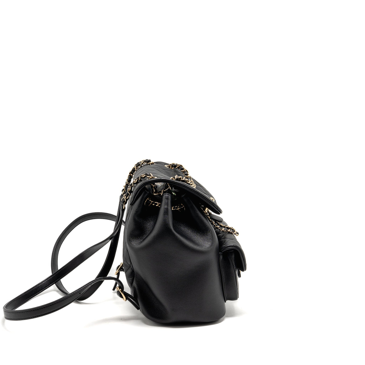 CHANEL LARGE DUMA BACKPACK CALFSKIN BLACK LGHW (MICROCHIP)