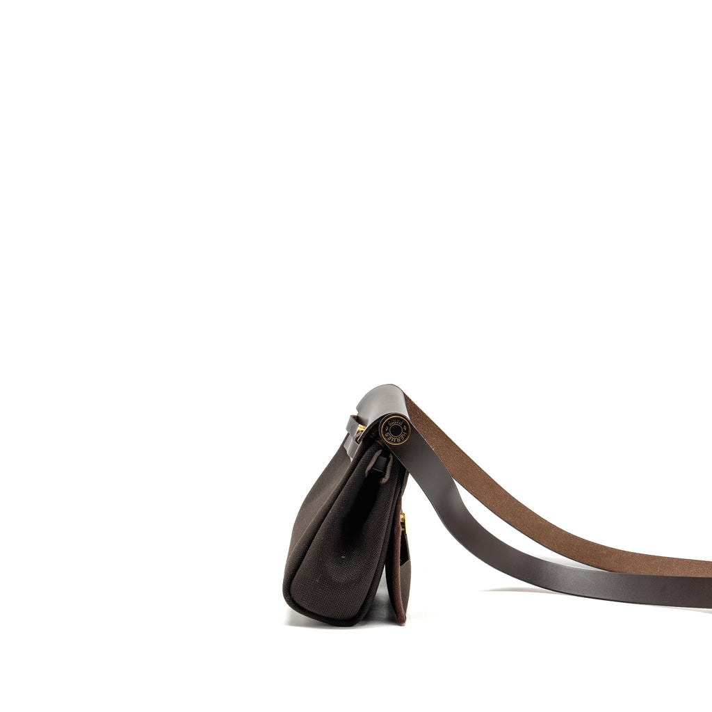Hermes herbag mini canvas / hunter leather ebene GHW