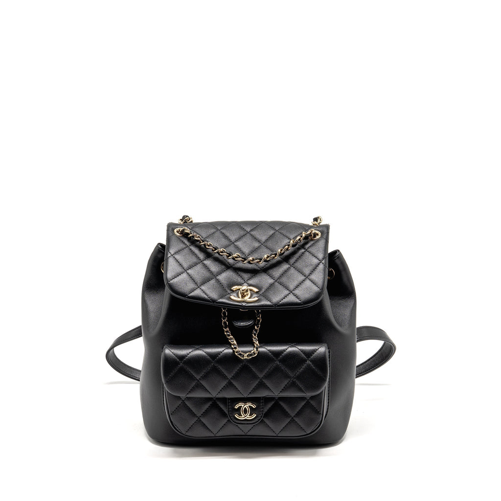 CHANEL LARGE DUMA BACKPACK CALFSKIN BLACK LGHW (MICROCHIP)