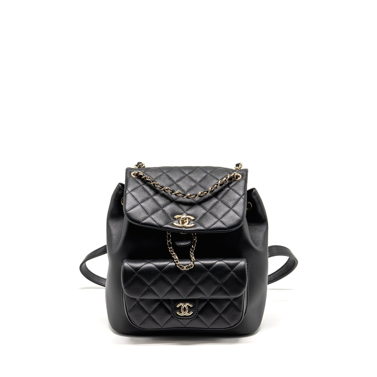 CHANEL LARGE DUMA BACKPACK CALFSKIN BLACK LGHW (MICROCHIP)