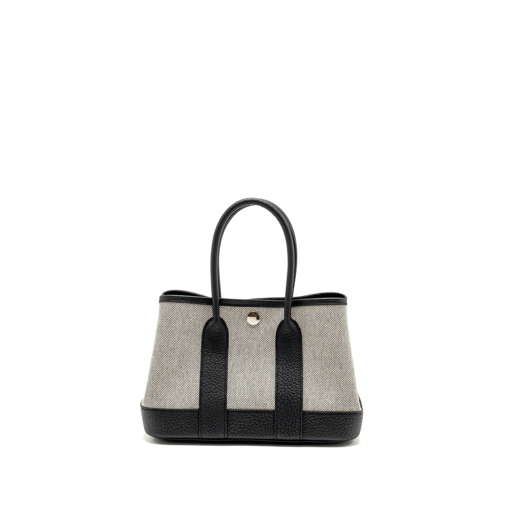 HERMES GARDEN PARTY 23 CANVAS/NEGONDA ECRU-BLACK/BLACK SHW