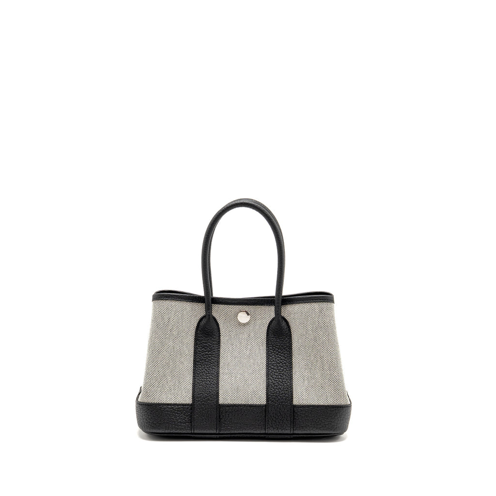 HERMES GARDEN PARTY 23 CANVAS/NEGONDA ECRU-BLACK/BLACK SHW