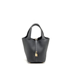Hermes Picotin 18 Lock Bag Clemence Gris Misty GHW