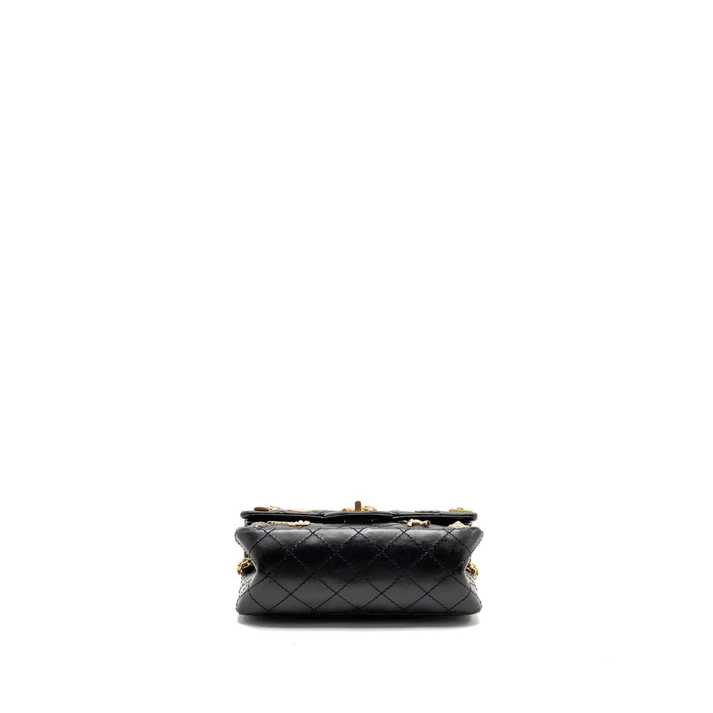 CHANEL MINI 2.55 REISSUE FLAP BAG LUCKY CHARMS AGED CALFSKIN BLACK GHW