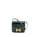 HERMES MINI CONSTANCE SHINY ALLIGATOR MISSISSIPPIENSIS VERT FONCE GHW