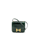 Hermes mini constance shiny alligator mississippiensis vert fonce GHW