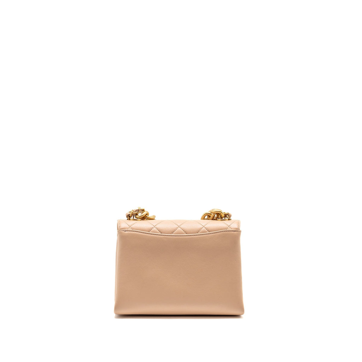 Chanel Pearl Chain Flap Bag Calfskin Beige GHW (Microchip)