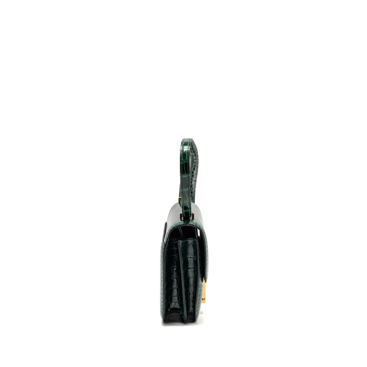 HERMES MINI CONSTANCE SHINY ALLIGATOR MISSISSIPPIENSIS VERT FONCE GHW