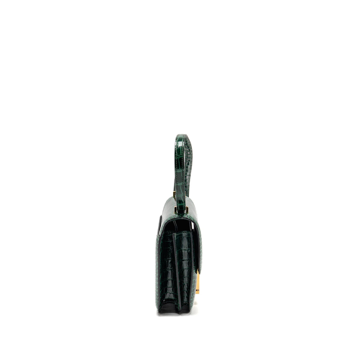 Hermes mini constance shiny alligator mississippiensis vert fonce GHW