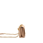 Chanel Pearl Chain Flap Bag Calfskin Beige GHW (Microchip)