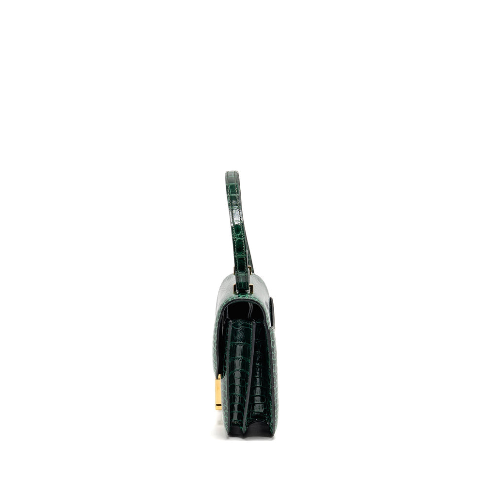 HERMES MINI CONSTANCE SHINY ALLIGATOR MISSISSIPPIENSIS VERT FONCE GHW