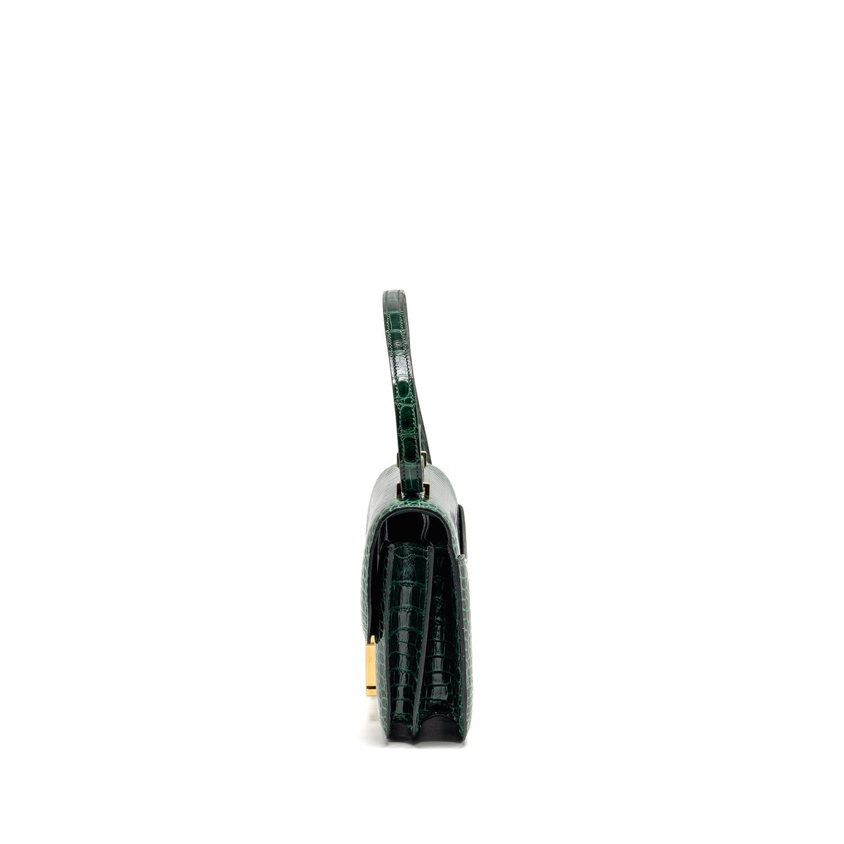 HERMES MINI CONSTANCE SHINY ALLIGATOR MISSISSIPPIENSIS VERT FONCE GHW