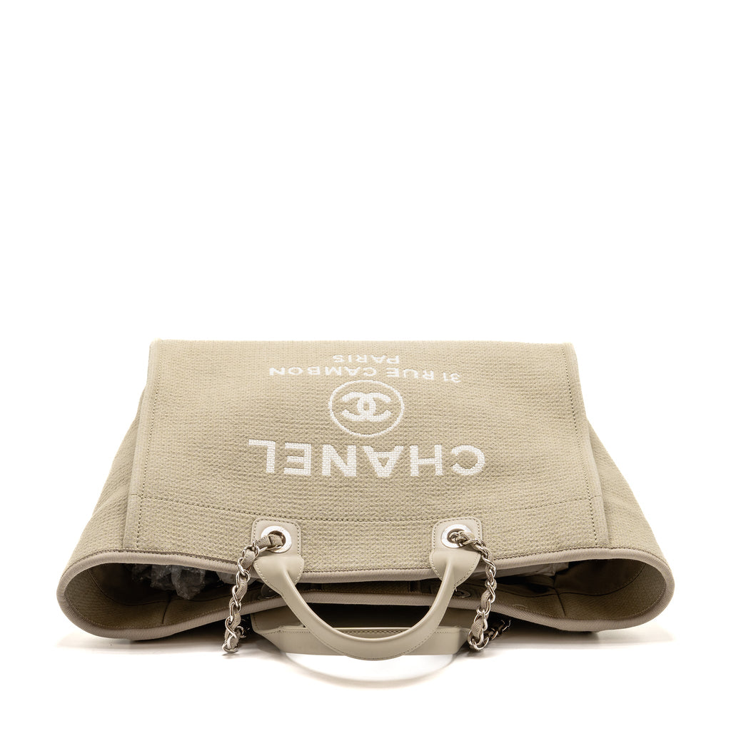 Chanel Large Deauville Tote Bag Canvas/Leather Grey SHW (Microchip)