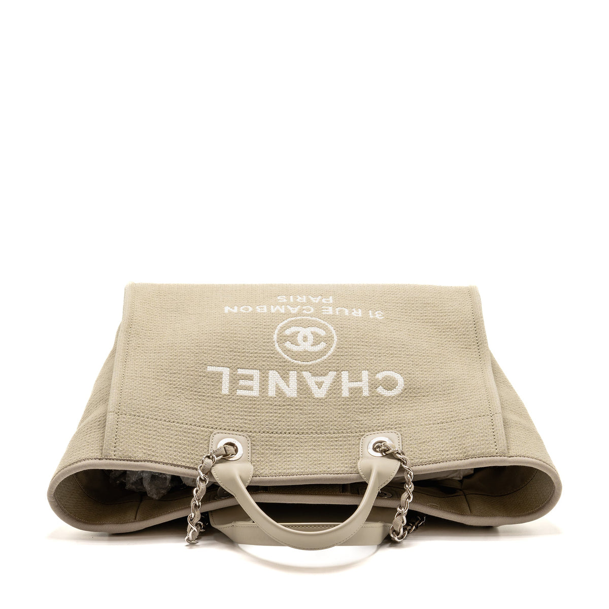 Chanel Large Deauville Tote Bag Canvas/Leather Grey SHW (Microchip)