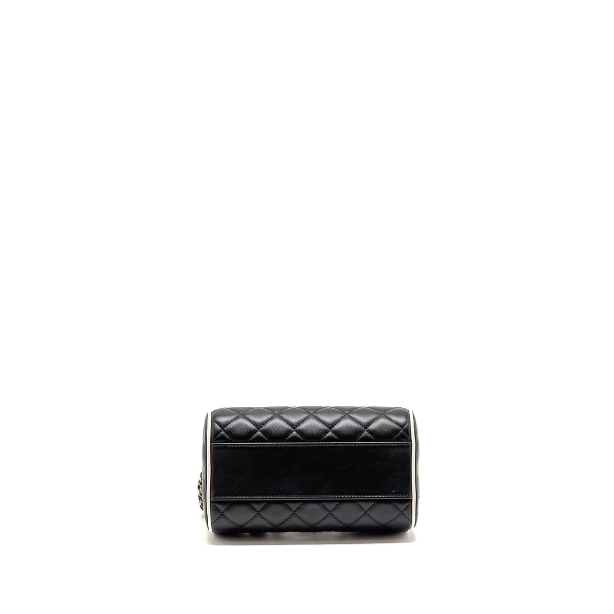 Chanel 25P Quilted Bowling Bag Lambskin Black/White LGHW (Microchip)