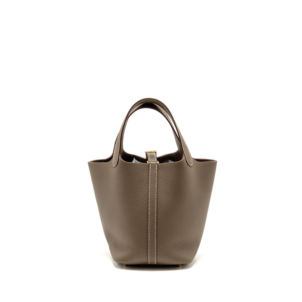 Hermes picotin 18 lock bag clemence etoupe GHW