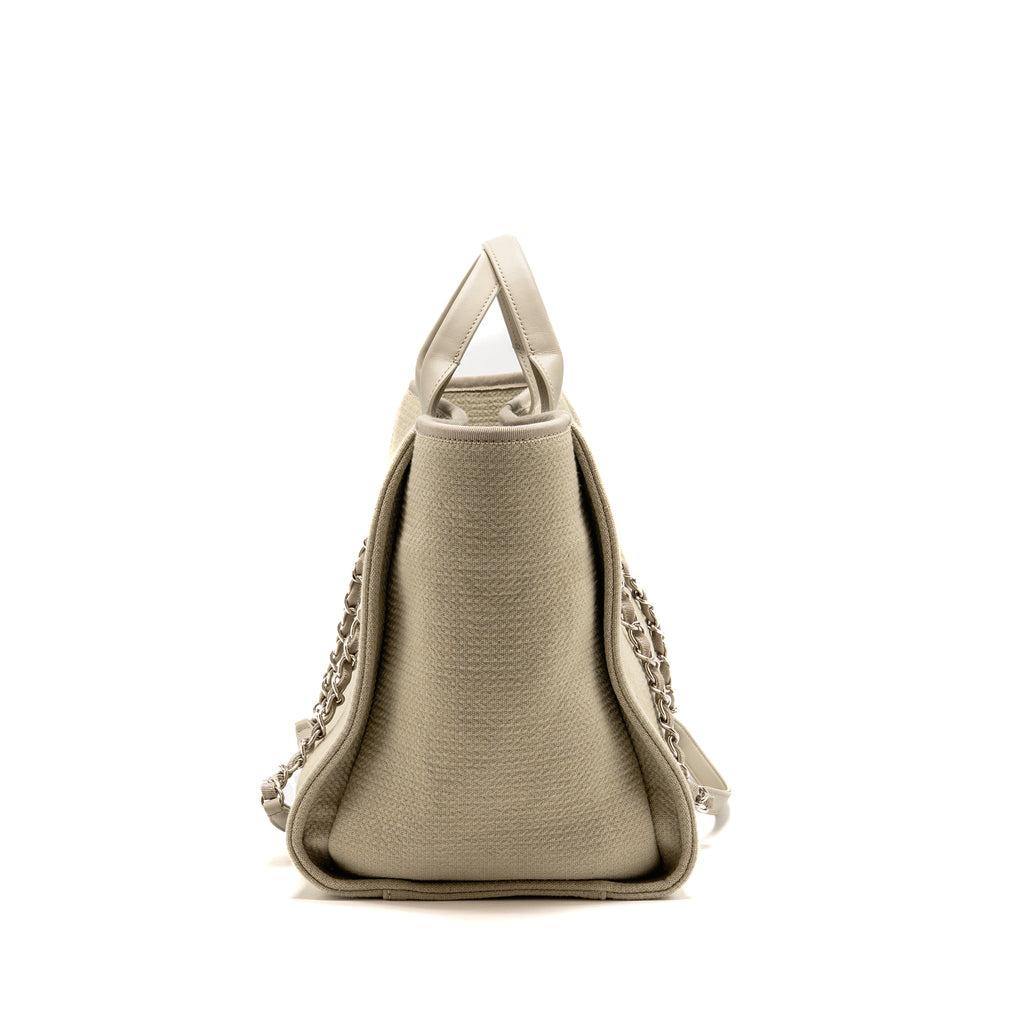Chanel Large Deauville Tote Bag Canvas/Leather Grey SHW (Microchip)