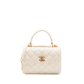 CHANEL TOP HANDLE TRENDY CC FLAP BAG LAMBSKIN WHITE RGHW (MICROCHIP)