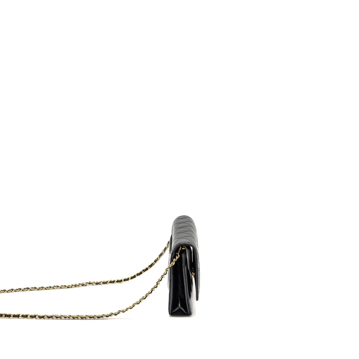 CHANEL CLASSIC WALLET ON CHAIN CAVIAR BLACK GHW(MICROCHIP)