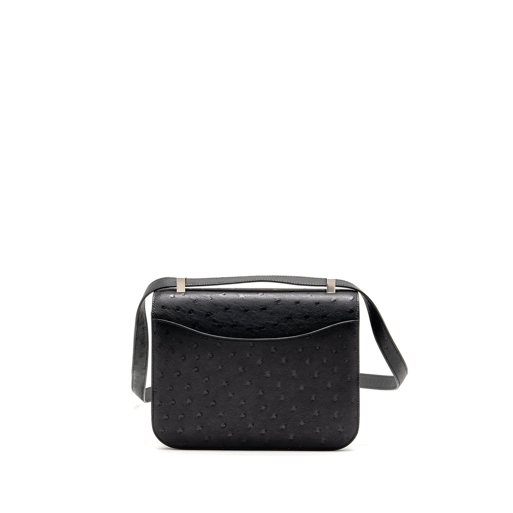HERMES CONSTANCE 24 OSTRICH BLACK SHW